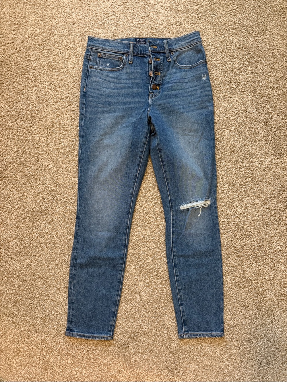 J. Crew High-Rise Distressed Blue Wash Jeans
